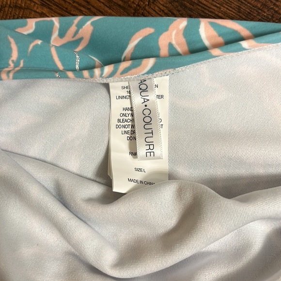 Aqua Couture Ladies Floral Prints Blue High Waisted Bikini Swim Bottom Size L - Picture 7 of 12